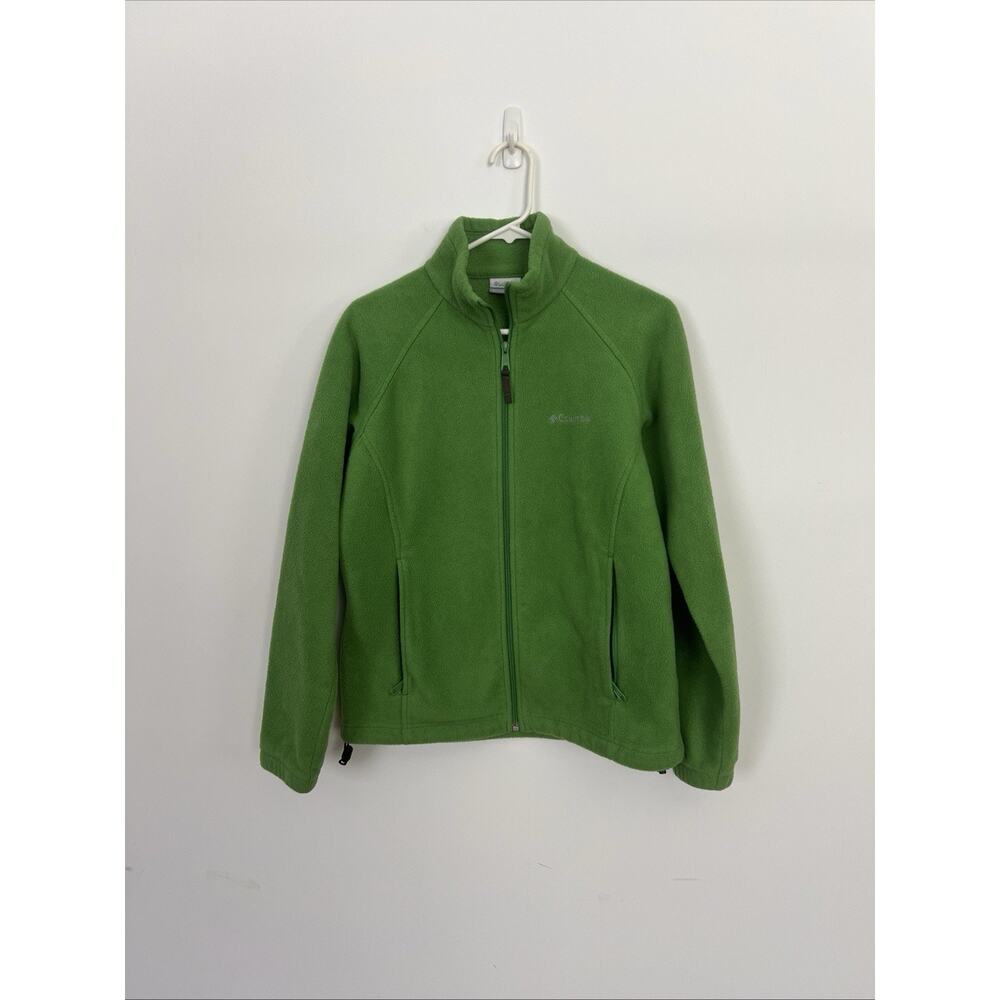 Columbia Sweater Women's Size M Parrot Green Fleece Hooded Full Zip